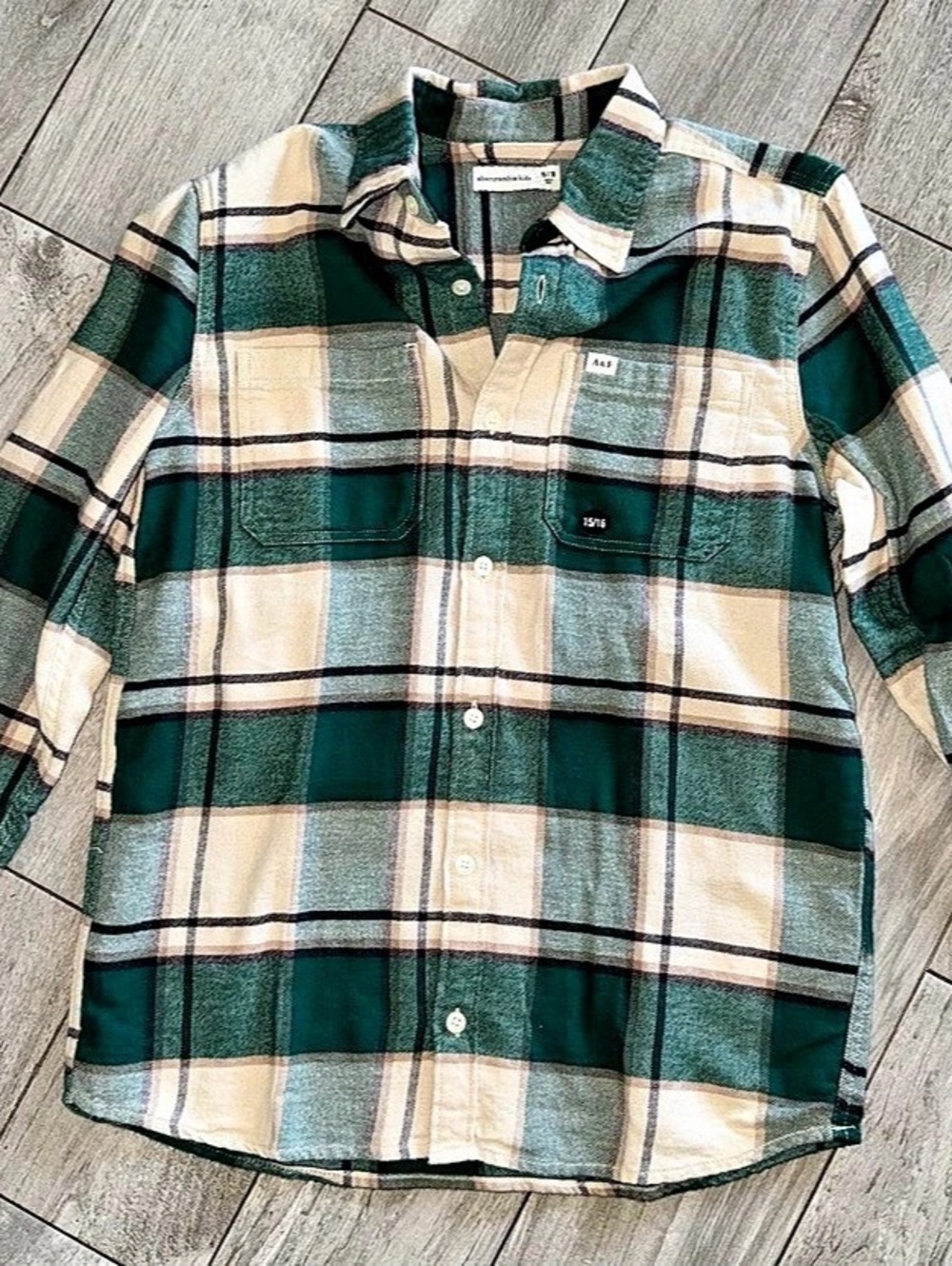 Abercrombie Kids Plaid Flannel Button-Up Shirt Boys 15/16
